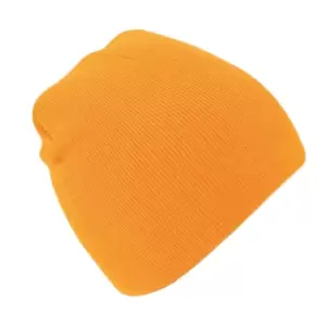 Image of Beechfield Plain Basic Knitted Winter Beanie Hat (One Size) (Fluorescent Orange)