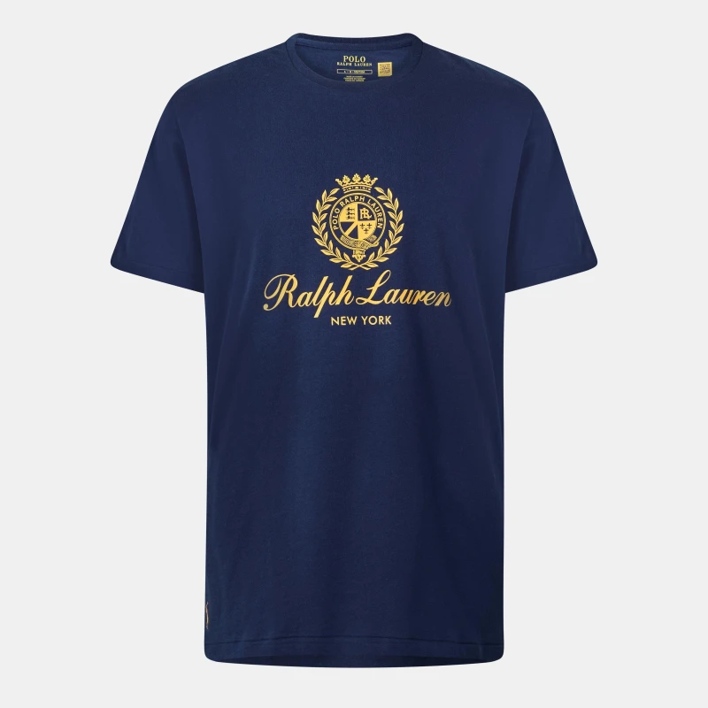 Image of Polo Ralph Lauren Mens Crest Logo Crew Neck T-Shirt Newport Navy male L