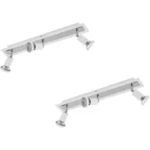 Image of 2 PACK Wall Ceiling 3 Spot Light Colour White Chrome Shade & Back Plate GU10 5W