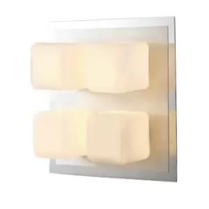 Image of IP44 Cube Flush Ceiling 4 Light G9 Polished Chrome & Aluminium