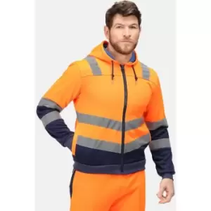 Image of Regatta Mens Pro Hi-Vis Full Zip Jacket (L) (Orange/Navy) - Orange/Navy