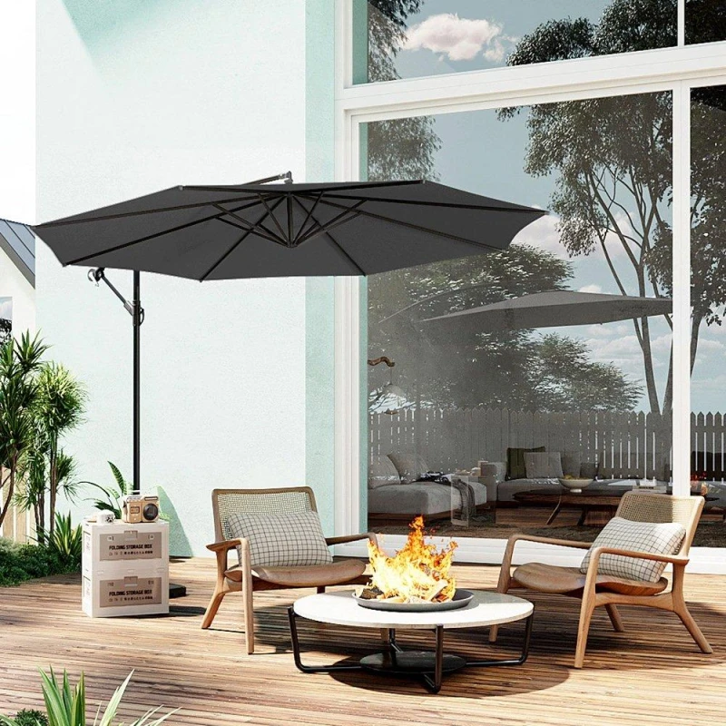 Image of Breeins 3M Grey Banana Cantilever Patio Parasol Grey unisex One size