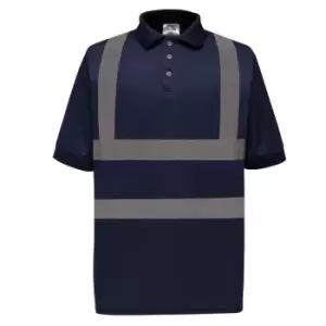 Image of Yoko Hi-Vis Short Sleeve Polo Shirt / Mens Workwear (L) (Navy Blue)