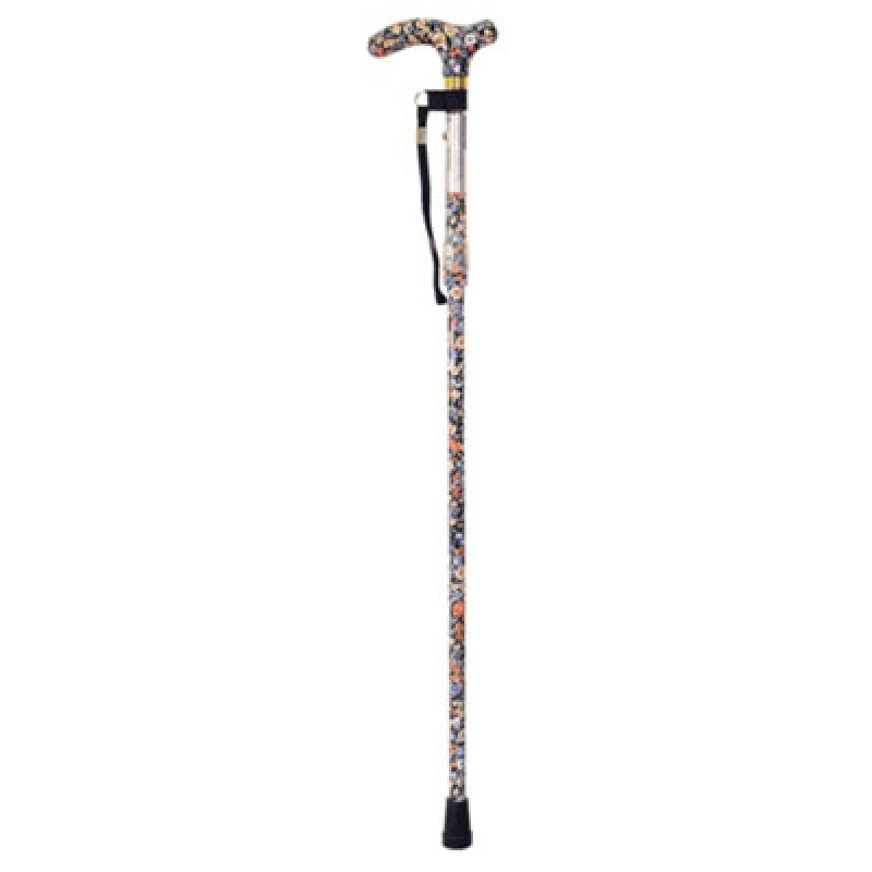 Image of Loops Deluxe Ambidextrous Foldable Walking Cane - 5 Height Settings - Japanes Floral Multi
