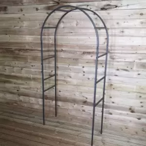 Image of 7.5ft (2.28m x 1.1m) Tom Chambers Climbing Rose Arch Trellis Pewter Powder Coated Metal Steel Garden Flower Arch