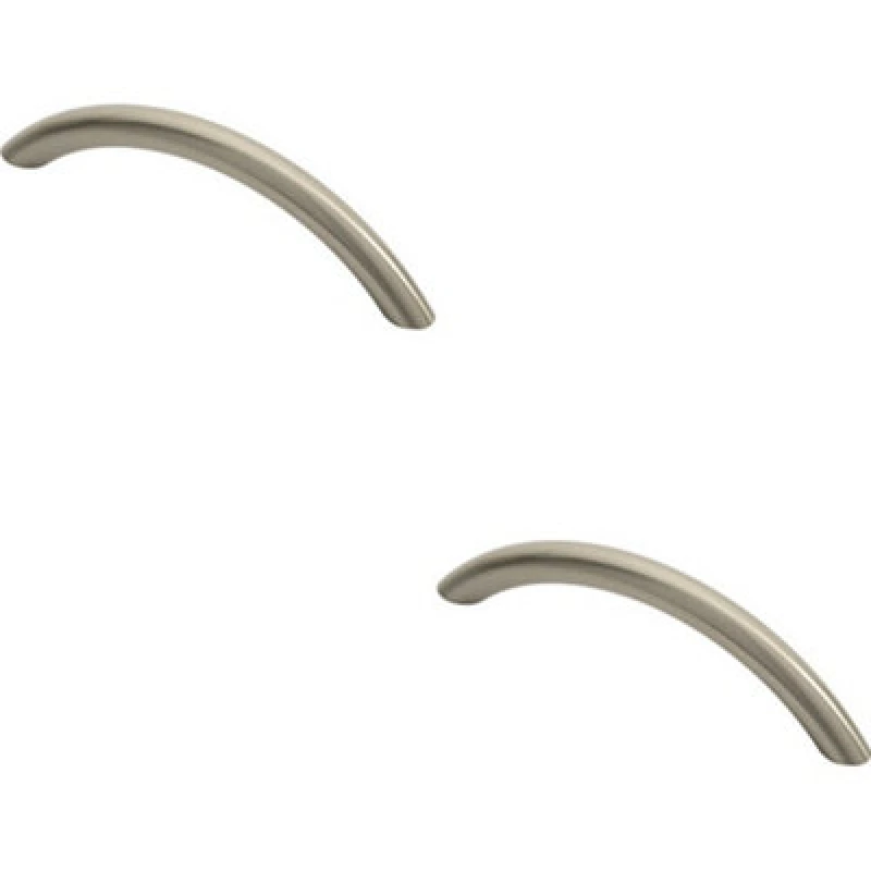 Image of Loops 2x Curved Bow Cabinet Pull Handle 119 x 10mm 96mm Fixing Centres Satin Nickel Metallics unisex