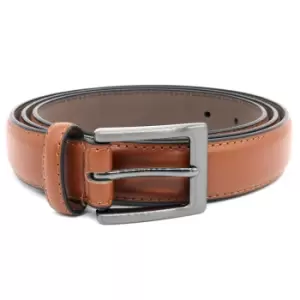 Image of Duke Mens Anthony Square Buckle Edge Stitched Leather Belt (60in) (Tan)