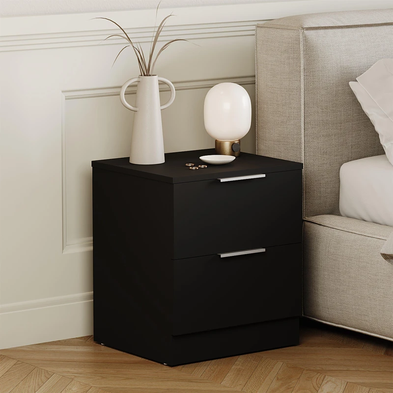 Image of Lassic Trega 2 Drawer Bedside Chest Black unisex 2 Drawer