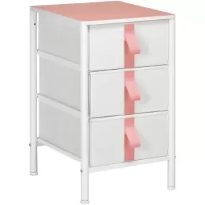 Image of Homcom - 3 Drawer Chest of Drawers w/ Wooden Top for Kid Room Closet Hallway Pink - Pink