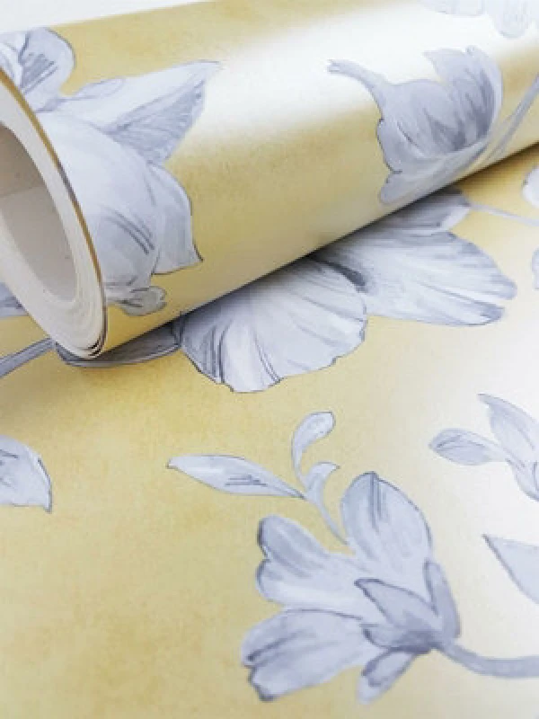 Image of Lucia Yellow Floral Wallpaper Yellow