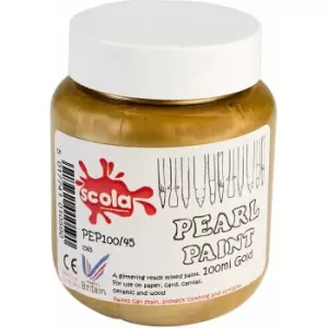 Image of PEP100/45 Pearl Acrylic Paint 100ml Gold - Pack of 6 - Scola