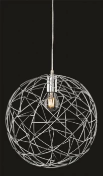 Image of 1 Light Spherical Wire Ceiling Pendant Chrome, E27