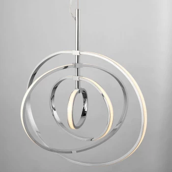 Image of LED Ceiling Pendant Chrome Plate & White Acrylic
