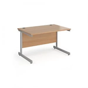 Image of Dams International Rectangular Straight Desk with Beech Coloured MFC Top and Silver Frame Cantilever Legs Contract 25 1200 x 800 x 725mm