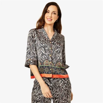 Image of Biba Revere Collar Blouse - Border Zebra