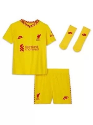 Image of Nike Liverpool Fc 3rd Infant 21/22 Kit, Yellow, Size 12-18 Months