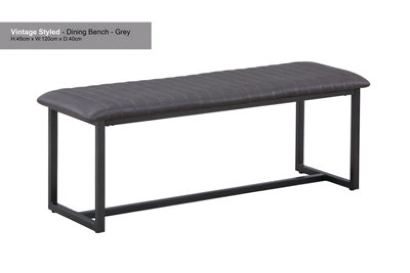 Image of Baumhaus Vintage Styled Grey Pu Leather Dining Bench
