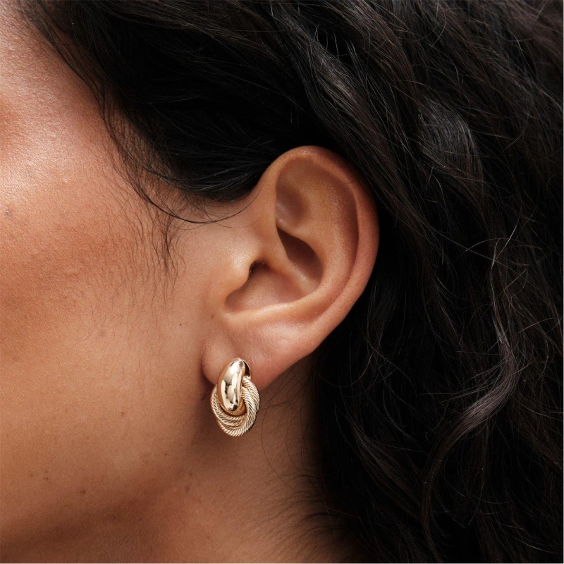 Image of Mood Recycled Gold Textured Twist Doorknocker Earrings Jewellery Sets One Size Gold 42513810000