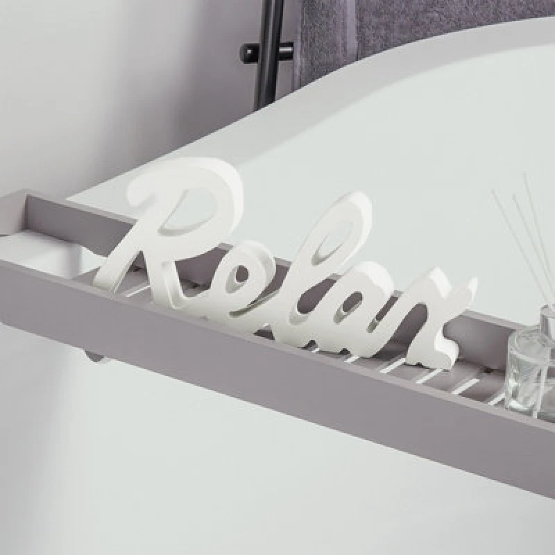 Image of OHS OHS Relax Sign Ornament Word Wood Figure Home Bathroom Decor Gift in White White One Size Unisex 5027434160228