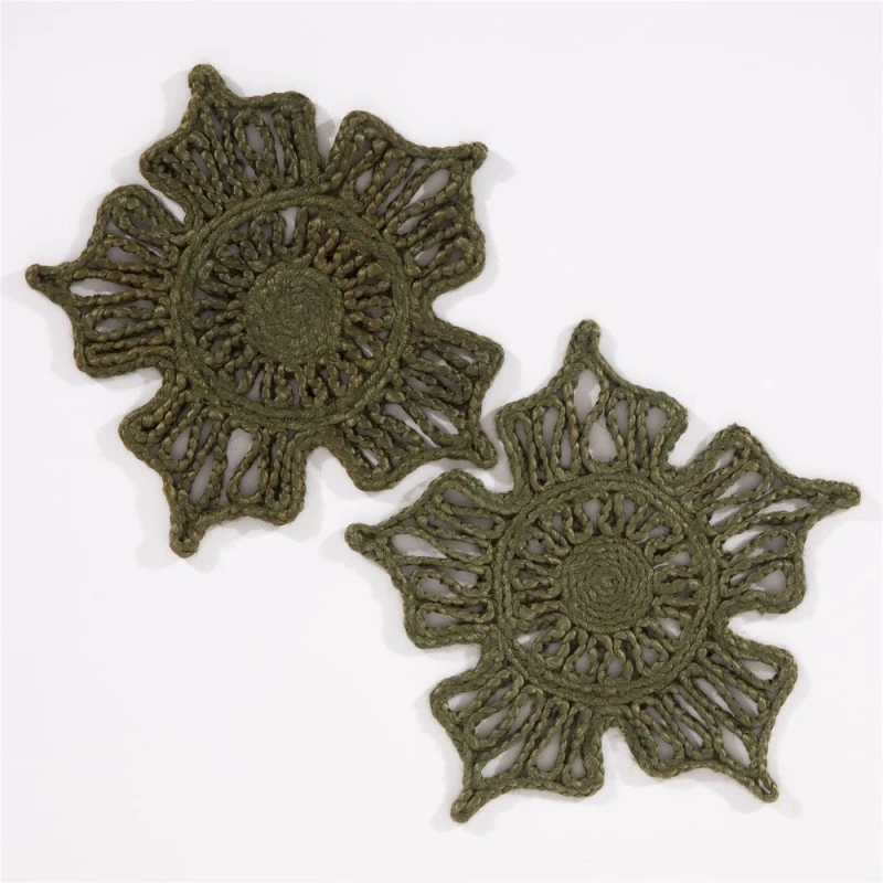 Image of Esselle Home Severn Jute Star 36x36cm Olive Set of 2 Placemats