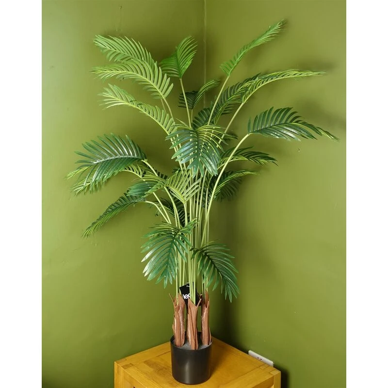 Image of Leaf 150cm Large Artificial Areca Palm Tree Potted in Black Pot Green