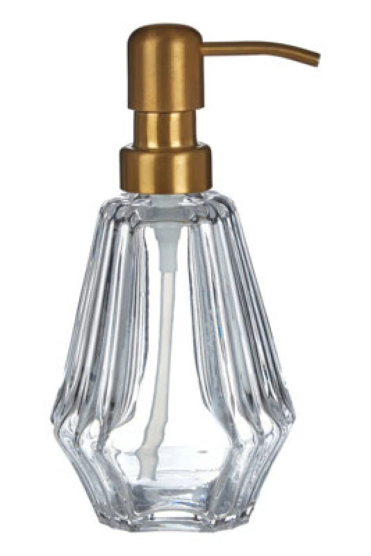 Image of Premier Housewares Ticino Louvre Lotion Dispenser, Brass Finished Top Clear