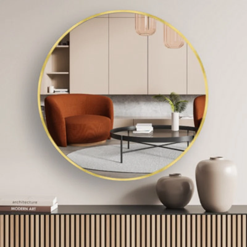Image of Nielsen Jaron Aluminium Wall Mirror, Round 80Cm - Gold