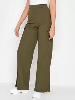 Image of Long Tall Sally Khaki Cargo Wide Leg Trouser 36 Inch, Green, Size 20, Women