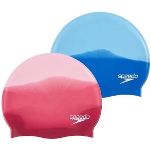 Image of Speedo Multi Colour Silicone Cap Pink/Red Adult