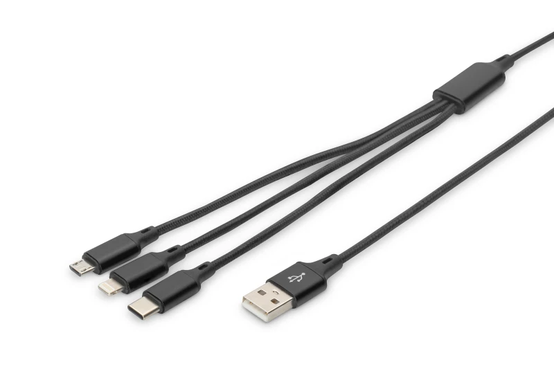 Image of Digitus 3-in-1 USB charging cable. 1m