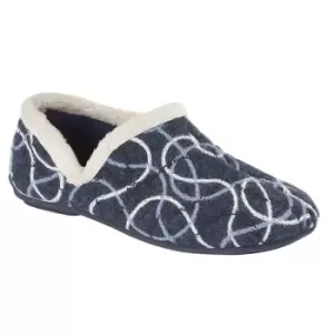 Image of Sleepers Womens/Ladies Karen Knitted Patterned V Sided Slippers (6 UK) (Blue)