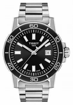 Image of Tissot Supersport Black Dial Stainless Steel Bracelet Watch
