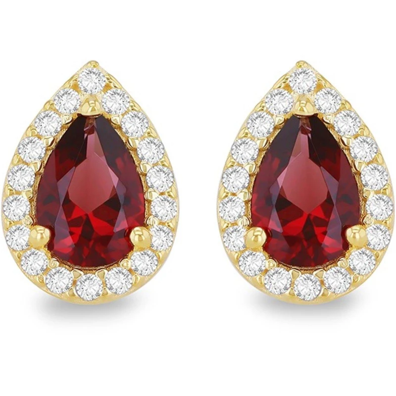 Image of Be You 9ct Gold Pear Shaped CZ Halo Stud Earrings Female One Size