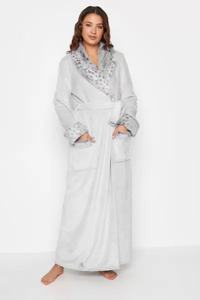 Image of Tall Print Shawl Collar Maxi Dressing Gown