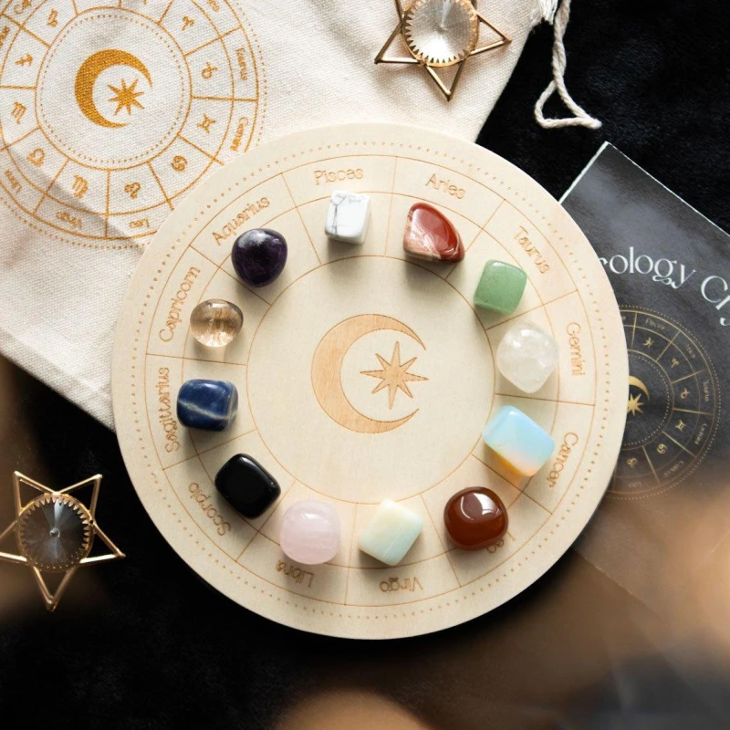 Image of KDMD Astrology Wheel Crystal Grid Set Multi
