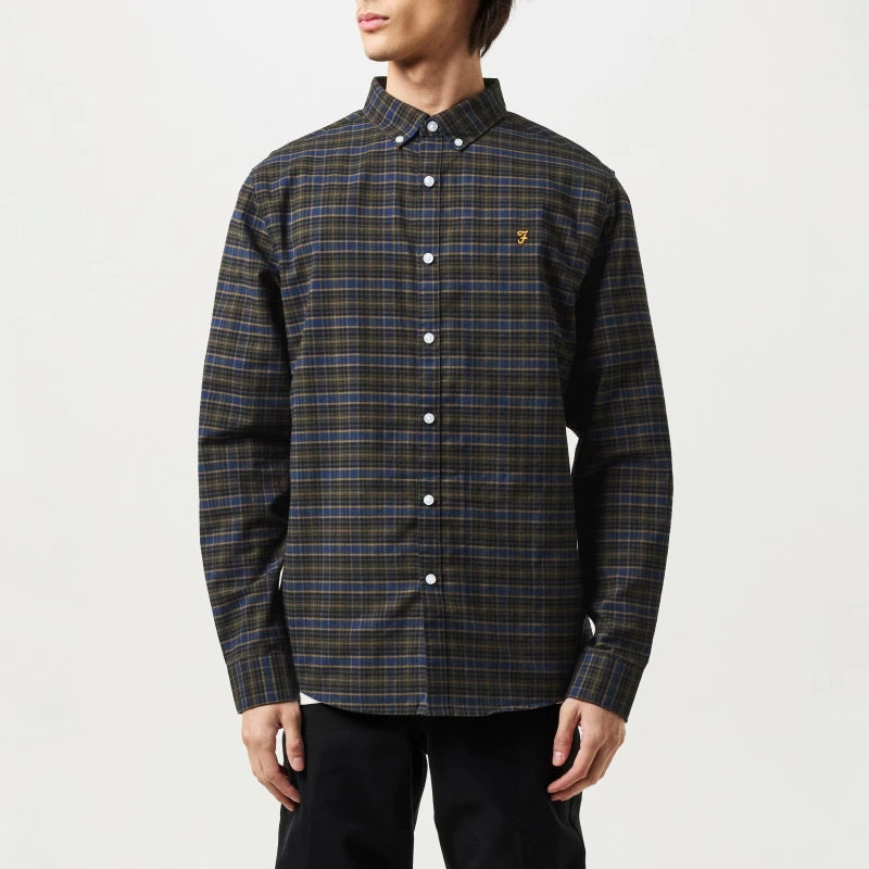 Image of Farah Alban Slim Fit Check Shirt Black Watch male Small