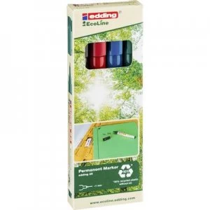 Image of Edding e-25 EcoLine 4-25-4 Permanent marker Black, Red, Blue, Green waterproof: Yes