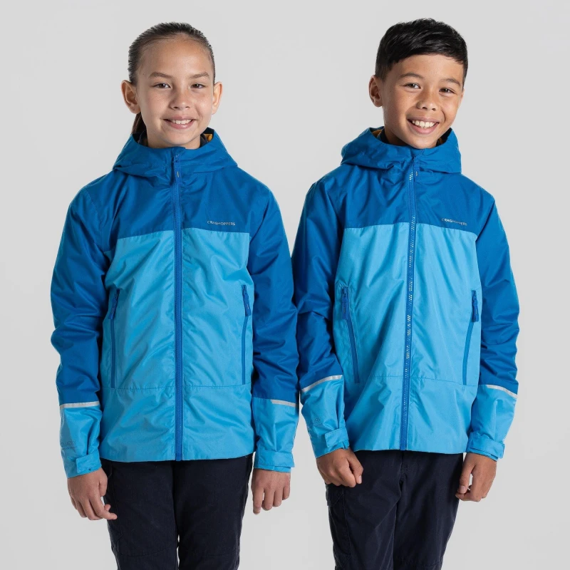 Image of Craghoppers Boys Foyle Waterproof Breathable Jacket 5-6 years - Chest 23.25-24' (59-61cm) Howl Black/Sky CKW062B-YAY-5