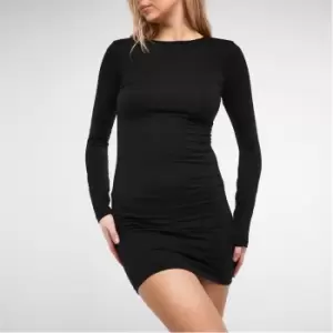 Image of Missguided Long Sleeve Jersey Bodycon Mini Dress - Black
