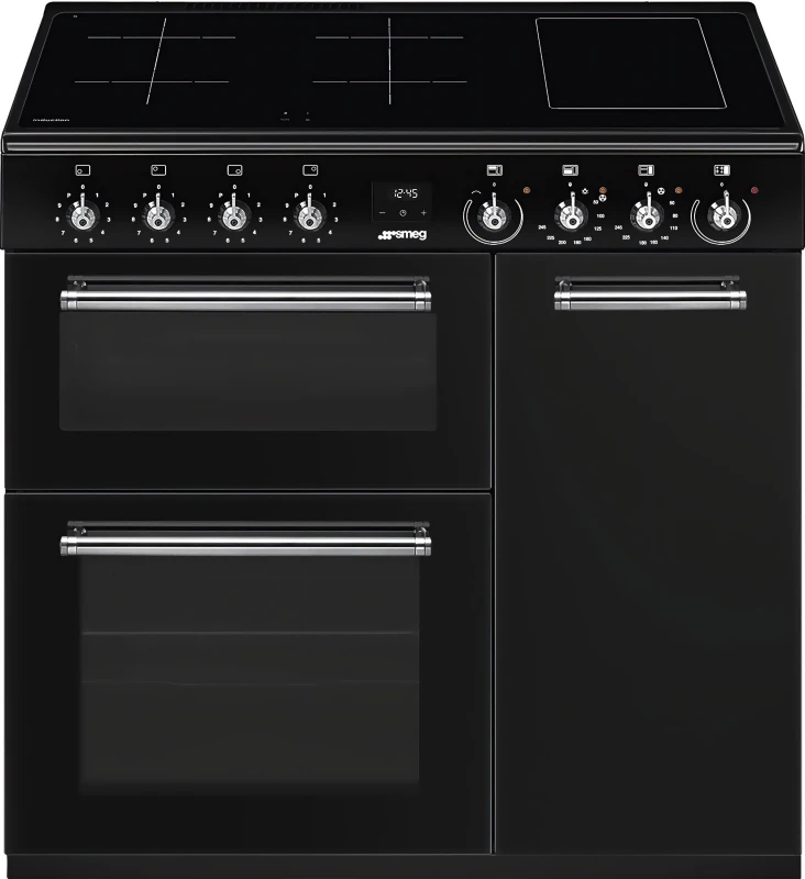 Image of Smeg Concert 90cm Electric Induction Range Cooker - Black CX93IMBL Black