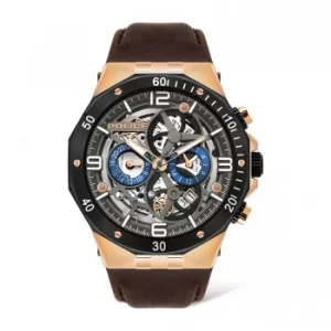 Image of Police Rizal Watch with Brown Leather Strap
