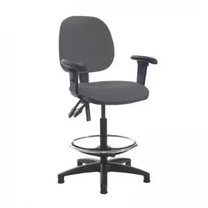 Image of Jota draughtsmans chair with adjustable arms - Blizzard Grey