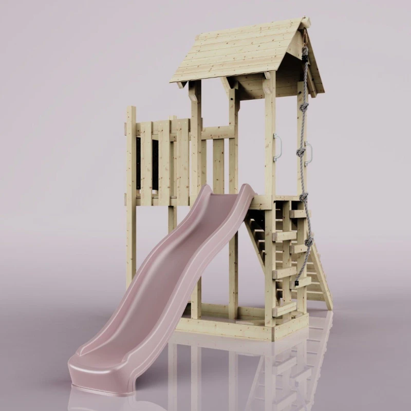 Image of OutdoorToys PolarPlay Balcony Tower Kids Wooden Climbing Frame - Una Rose in Beige Beige Unisex