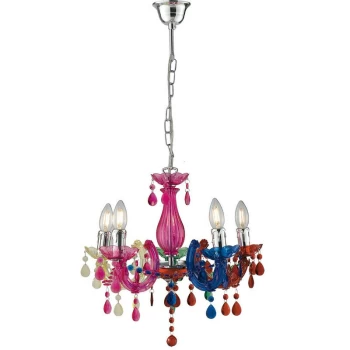 Image of Fan Europe Lighting - Fan Europe HOUSTON 5 Light Chandeliers Multicolour 44x42cm