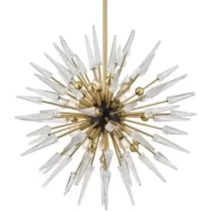 Image of Sparta 12 Light Chandelier Brass, Glass