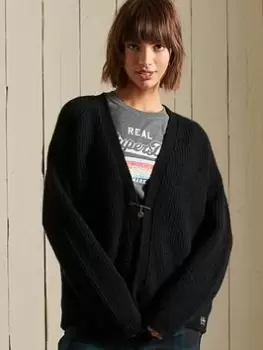 Image of Superdry Alpaca Blend Cardigan - Black, Size 10, Women