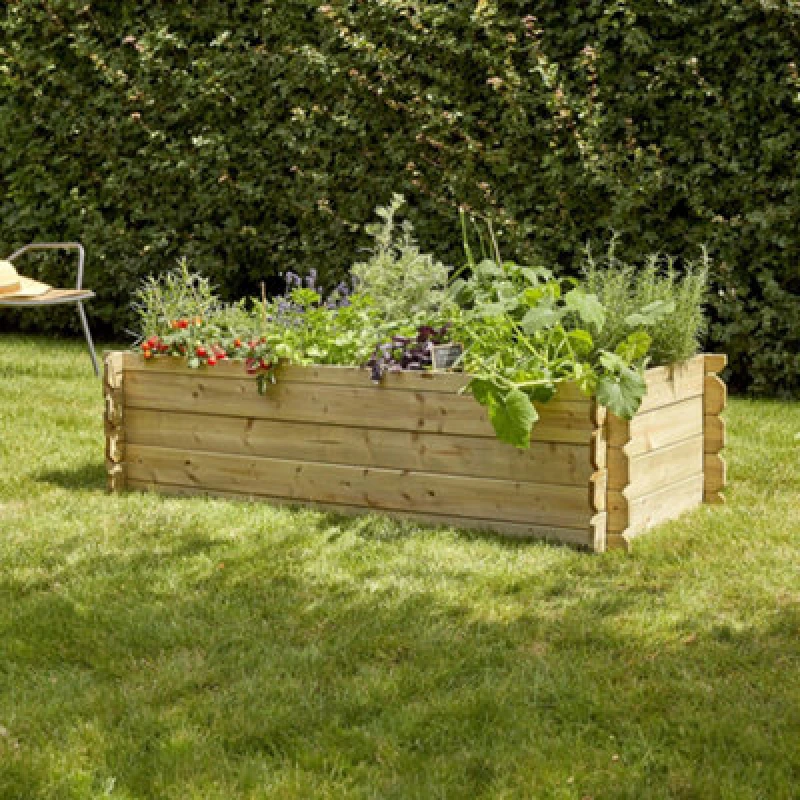 Image of Cerland Basil Wooden Raised Bed - W140Cm X H36Cm X D60Cm - Modern Planter Pressure Treated