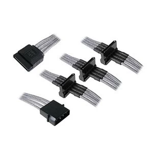 Image of BitFenix Alchemy Molex to 4x SATA Adapter 20cm Sleeved silver/black