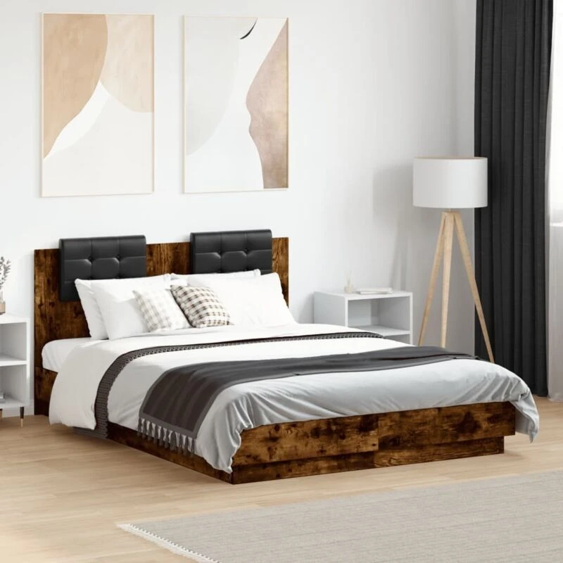 Image of VIDAXL Bed Frame without Mattress Smoked Oak 120x190cm Small Double Vidaxl 8721012277007
