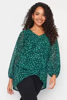 Image of Spot Print Wrap Blouse